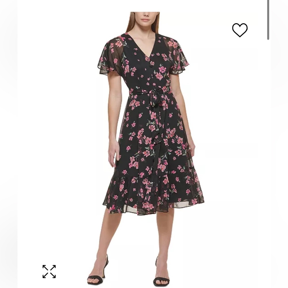 Women’s Calvin Klein 16 floral flutter sleeve midi dress